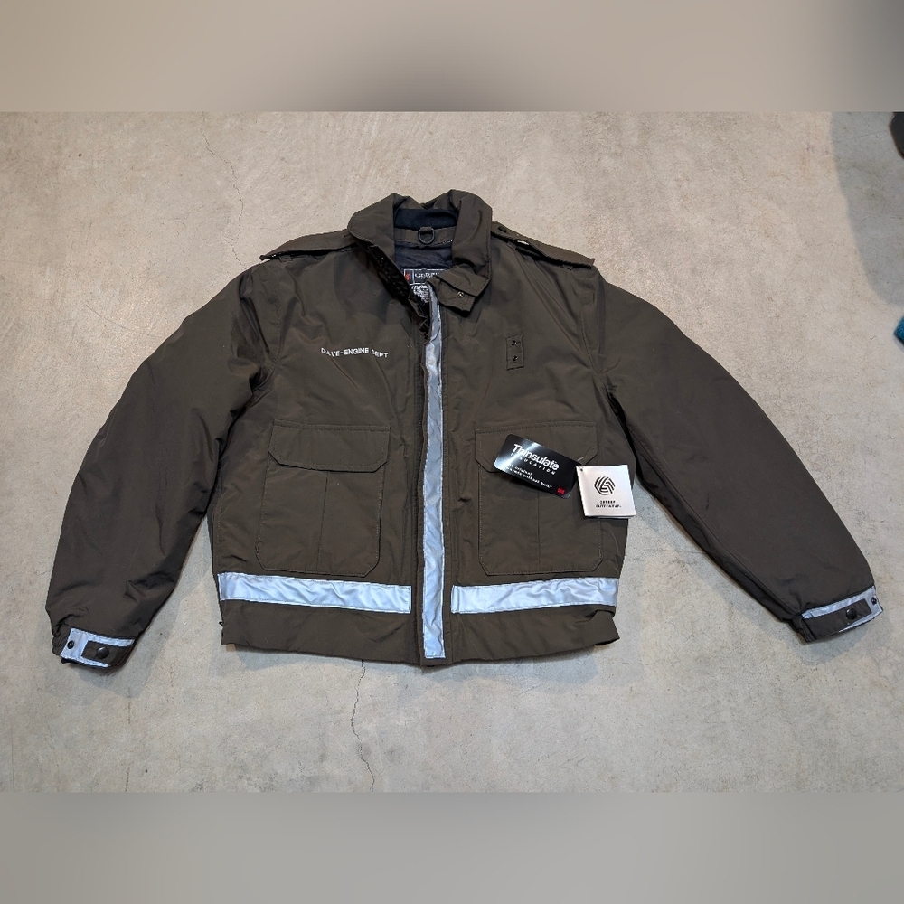 NWT Gerber Outerwear Men's XL Brown Jacket with Reflective Accents Quilt Lined